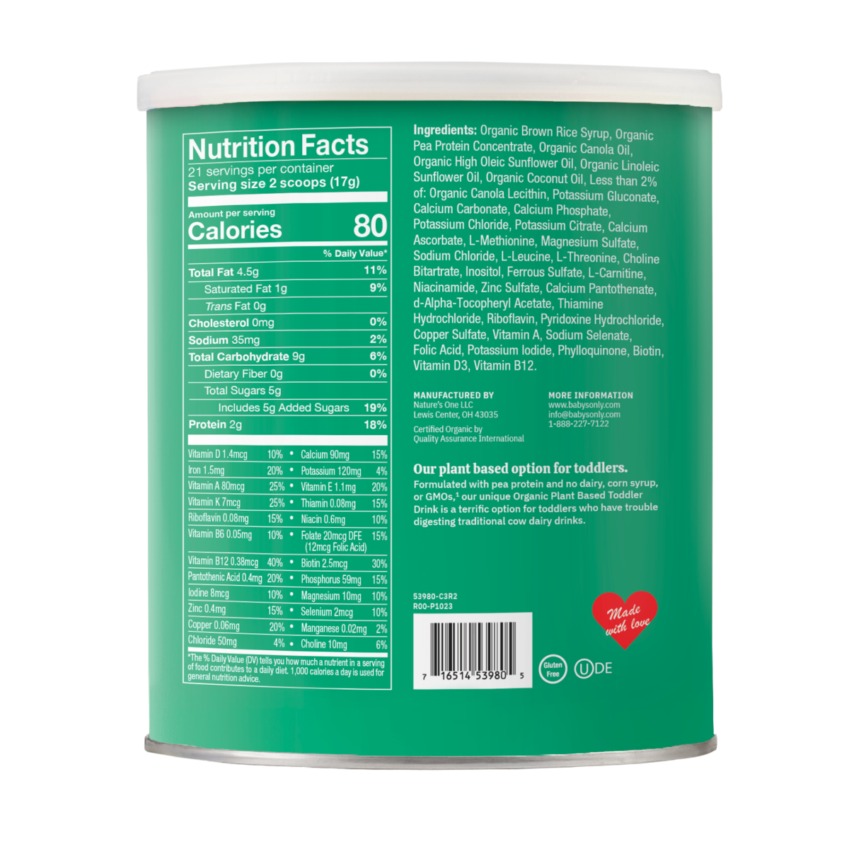 Organic Plant Based Pea Protein Toddler Drink